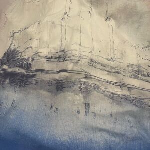 Artistic watercolor like seaside scene Gauzy lightweight Scarf/wrap 35x72